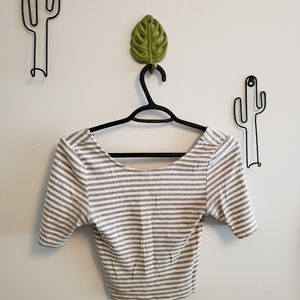Grey and White stripped croptop